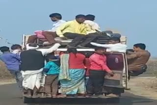 people traveling through overload vehicle
