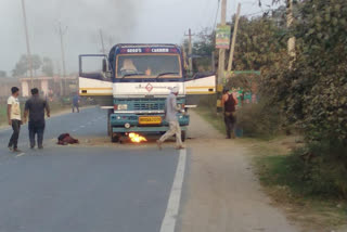 fire in truck engine