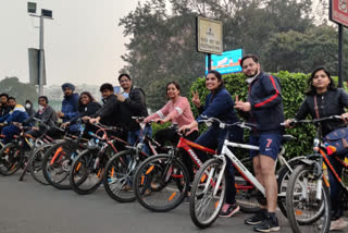 AIIMS resident doctors held cycle rally in delhi
