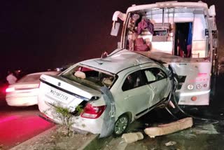 Car and Travels bus crash near Nevasa