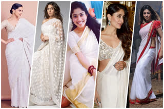 Heroines in white saree