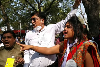 Ahmedabad: Aam Aadmi Party protests at counting center