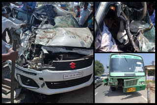 tamilanadu rtc bus hits car