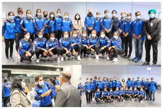 indian Consuls wecomes rani rampal led womens hockey team as they arrived german