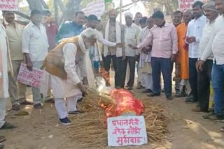 Farmers burn PM modi effigy in Rohtas