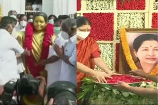 Tamil Nadu CM Palaniswami garland the statue of former CM J Jayalalithaa on her birth anniversary