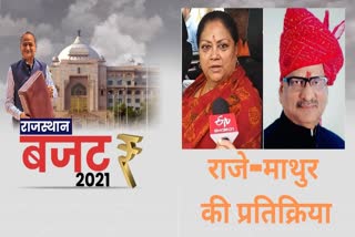 BJP leader Om Mathur,  Former CM Vasundhara Raje,  Gehlot Government Budget