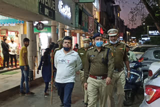 delhi police patrolling in Greater Kailash M Block Market