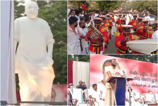 K M Mani statue  KM Mani statue at pala news  pala news on mani statue  mani statue news  കെ.എം മാണിയുടെ പൂര്‍ണ്ണകായ പ്രതിമ  മാണിയുടെ പൂര്‍ണ്ണകായ പ്രതിമ സ്ഥാപിച്ചു  കെ എം മാണിയുടെ പ്രതിമ സ്ഥാപിച്ചു  പാലായിൽ മാണിയുടെ പ്രതിമ