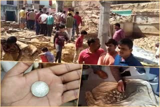 Latest news of dholpur, Silver coins at Haveli in Dhaulpur, Dholpur silver coin vase, Silver coins in the foundation of the mansion