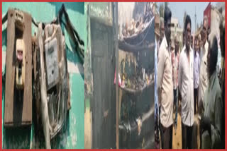 Three shops were gutted in Musunur in Krishna district due to an electrical short circuit