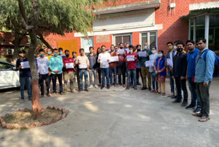 ABVP protest for demands including opening of campus and library in JNU delhi