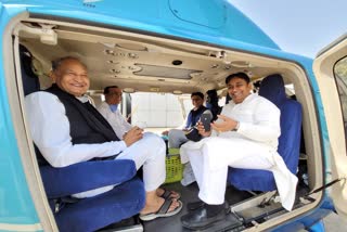 Rajasthan: Gehlot, Pilot put up united face ahead of Assembly bypolls  അശോക് ഗെലോട്ടും സച്ചിൻ പൈലറ്റും വോട്ട് തേടി ഒരുമിച്ച് ഒരു വേദിയിൽ.  ജയ്‌പൂർ  rajasthan  rajasthan politics  രാഹുൽ ഗാന്ധി