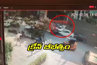 heavy-crane-collide-with-three-cars-and-ne-auto-at-jubilee-hills-in-hyderabad