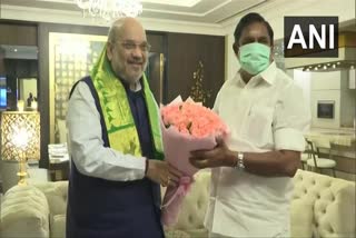 Ahead of elections  Shah meets Tamil Nadu CM  Deputy in Chennai  Tamil Nadu CM,  അമിത് ഷാ  തമിഴ്‌നാട് മുഖ്യമന്ത്രി  ചെന്നൈ  ഒ പനീർശെൽവം  പളനിസ്വാമി