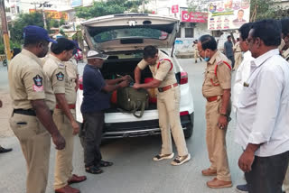 police vehicle checking at Anantapuram