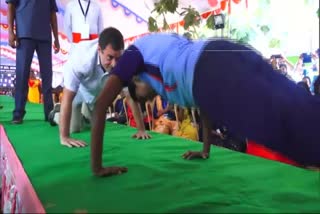 Congress leader Rahul Gandhi doing push-ups