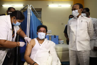 G Kishan Reddy takes his first dose of COVID-19 vaccine at Hyderabad's Gandhi Hospital
