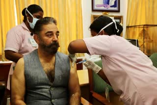 Kamal Haasan receives the first dose of COVID19 vaccine at Chennai