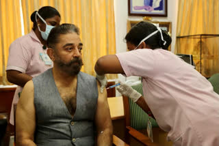 kamal hassan take 1st dose of covid vaccine