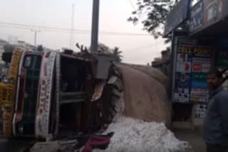 A lorry carrying cotton met with an accident at krishna district