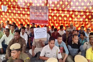 homeguard protest in dhemaji demanding regularisation of job