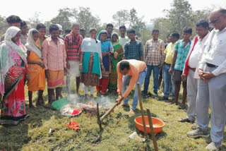 Bhoomi poojan of road and pond