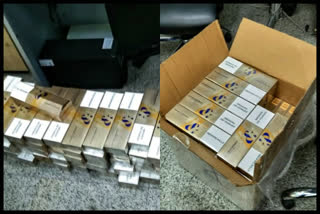 RS. 4 lakh worth foreign cigarettes seized at Shamshabad airport  foreign cigarettes seized at Shamshabad airport  4 ലക്ഷം രൂപയുടെ വിദേശ സിഗരറ്റുമായി ഒരാൾ പിടിയിൽ  ഹൈദരാബാദ്  Shamshabad airport  ഷംഷാബാദ് വിമാനത്താവളം  സിഐ‌എസ്‌എഫ്  cisf  smuggling  cigarette smuggling