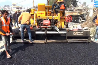 Hotmix work started in pithoragarh roads