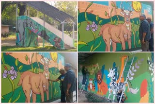 pictures on wall of delhi zoo