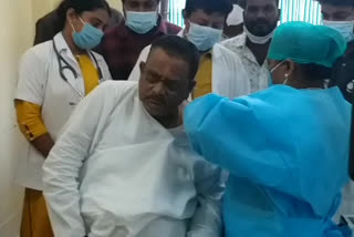 minister cherukuvada taking corona vaccine at achanta