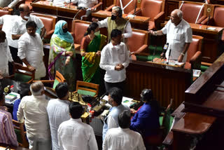 Congress Protest at Assembly opposing suspension of MLA Sangamesh