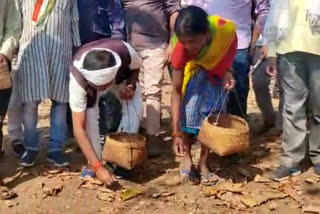 MP Deepak Badge arrives at the Madadi village in bastar