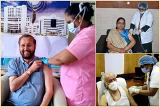 Minister Prakash Javadekar  and Rajasthan CM gets first dose of COVID-19 vaccine