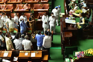 opposition  parties protest in assembly