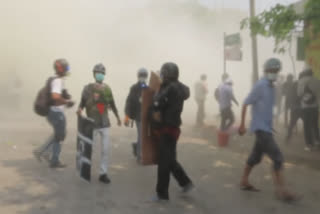 Police used tear gas to disperse crowds protesting against last month’s military takeover in Myanmar's Mandalay