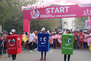 Pink Marathon organized in Noida on International Women's Day