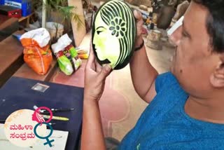 Artist Create woman artwork in watermelon fruit