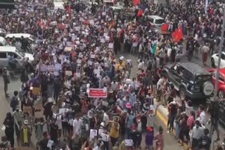 nationwide strike in myanmar at the behest of trade unions