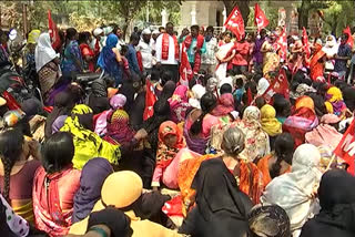 The CPM held an agitation in front of the Nizamabad District Collectorate