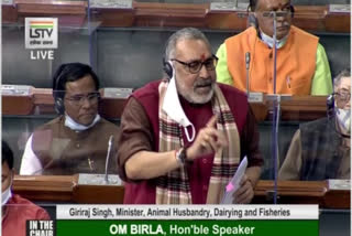 Giriraj Singh,  Fisheries minister,  Rajya Sabha,  Rajya Sabha adjourned,  Lok sabha,  Rahul knows nothing, says Fisheries minister Giriraj Singh,  Rahul,  Rahul knows nothing,  says Fisheries minister Giriraj Singh,  Fisheries minister,  Giriraj Singh,  രാഹുല്‍ഗാന്ധിക്ക് ഇന്ത്യയിലെ ഒരു കാര്യവും അറിയില്ലെന്ന് കേന്ദ്രമന്ത്രി ഗിരിരാജ് സിങ്,  രാഹുല്‍ഗാന്ധിക്ക് ഇന്ത്യയിലെ ഒരു കാര്യവും അറിയില്ല,  കേന്ദ്രമന്ത്രി ഗിരിരാജ് സിങ്,  ഫിഷറീസ് മന്ത്രാലയം,  നരേന്ദ്ര മോദി,