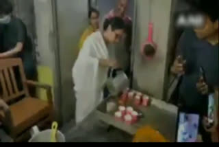 Mamata Banerjee serves tea