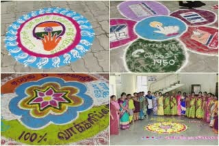 ELECTION awareness with rangoli kolanga