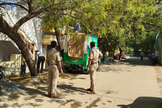 పోలింగ్ బూత్ ఎదురుగా రేషన్ పంపిణీ వాహనం