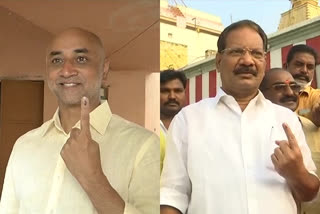 mp gall ajyadev, ex minister anand babu casted their vote