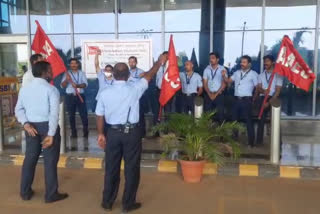 Airport employees protest