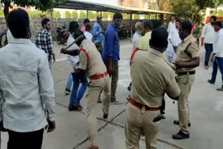 tension at the polling center in guntur district