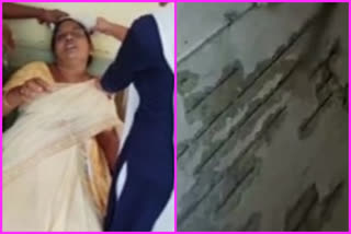 A woman was slightly injured when scales were blown from the slab of a government hospital in Indukurupeta mandal, Maipadu, Nellore district
