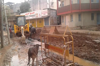 hubli people protect cow which fell in to water