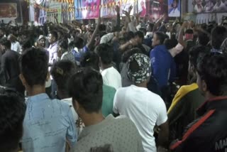 robert film released: darshan fans celebration at shimogga